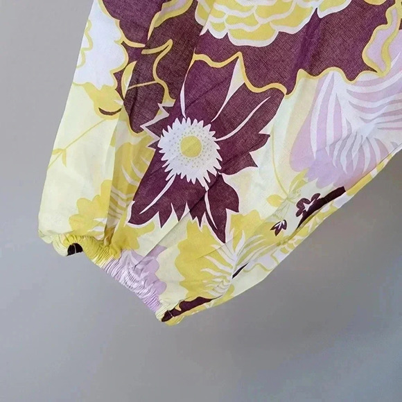 Anthropologie V Neck Babydoll Mini Dress Floral Long Sleeve Boho Beach XXS - Picture 5 of 10
